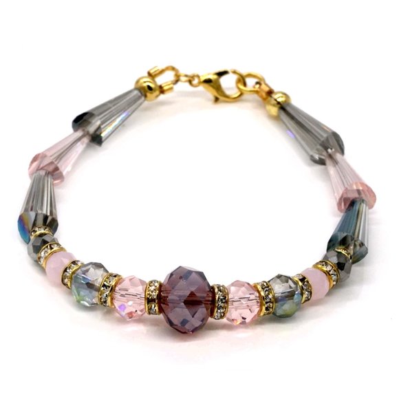 Bracelet with crystals and rhinestones with lobster clasp. - Picture 2 of 3